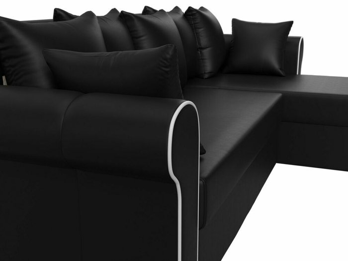 Угловой диван-кровать Рейн черного цвета (экокож) правый угол - лучшие Угловые диваны в INMYROOM