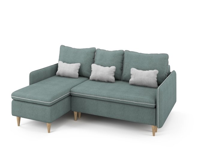 Угловой раскладной диван Ron левый мятного цвета - лучшие Угловые диваны в INMYROOM