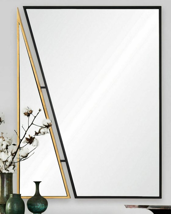 Настенное зеркало Гай черно-золотого цвета - лучшие Настенные зеркала в INMYROOM