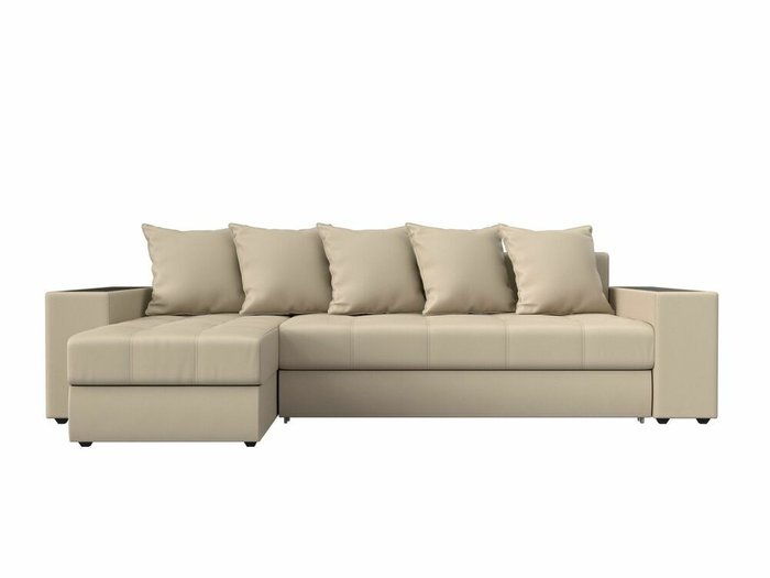 Угловой диван-кровать Дубай бежевого цвета (экокожа) левый угол - купить Угловые диваны по цене 54999.0
