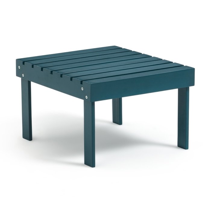 Подставка для ног или низкий столик Zeda из акации синего цвета