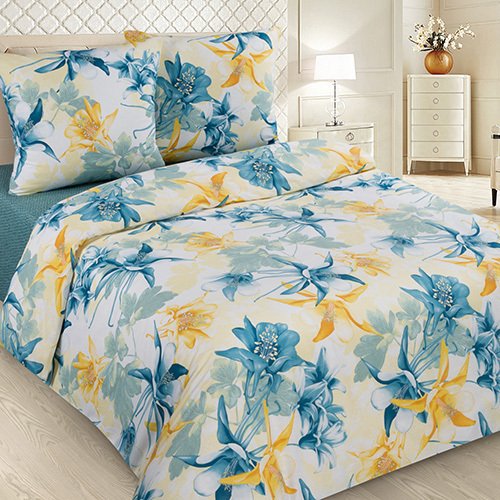 КПБ Традиция 'ПРОСТО КРАСИВЫЙ' евро, бязь, 100 % хлопок, пл. 125 гр./кв.м. 'Аквилегия'