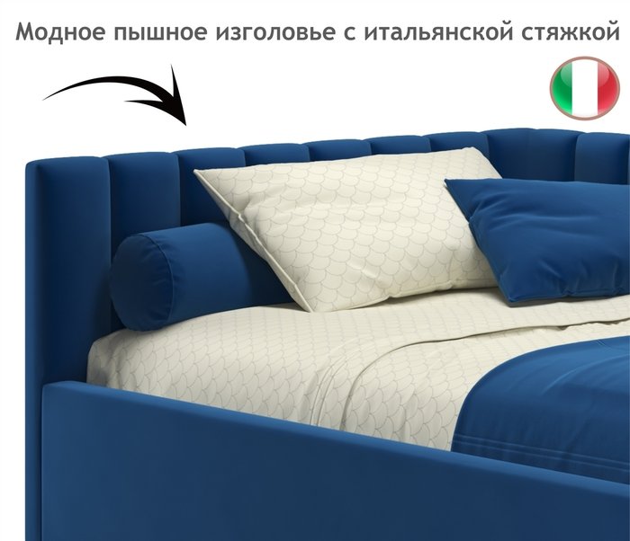 Кровать Milena 120х200 синего цвета без подъемного механизма - лучшие Кровати для спальни в INMYROOM