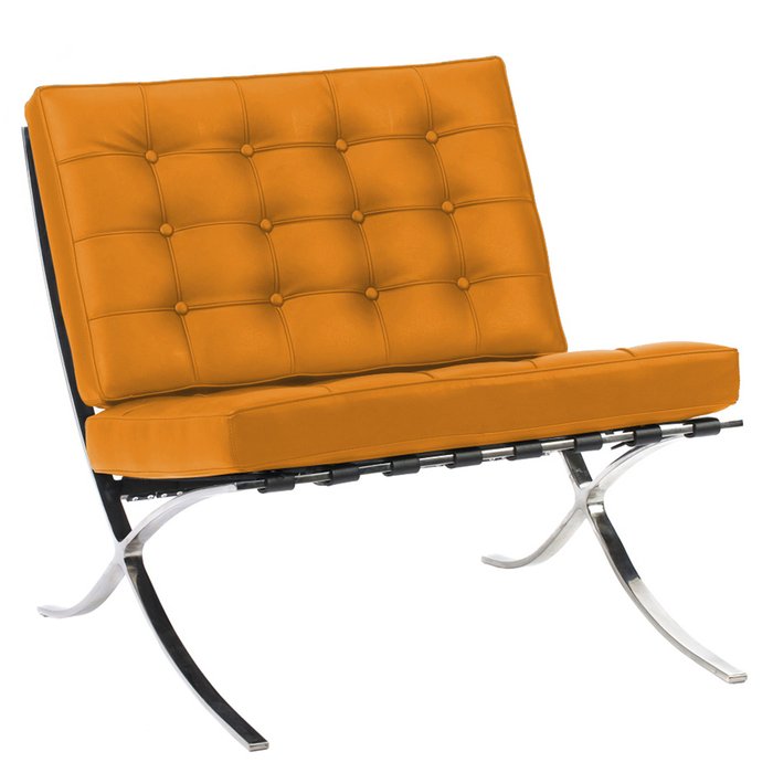 Кресло Barcelona Chair оранжевого цвета