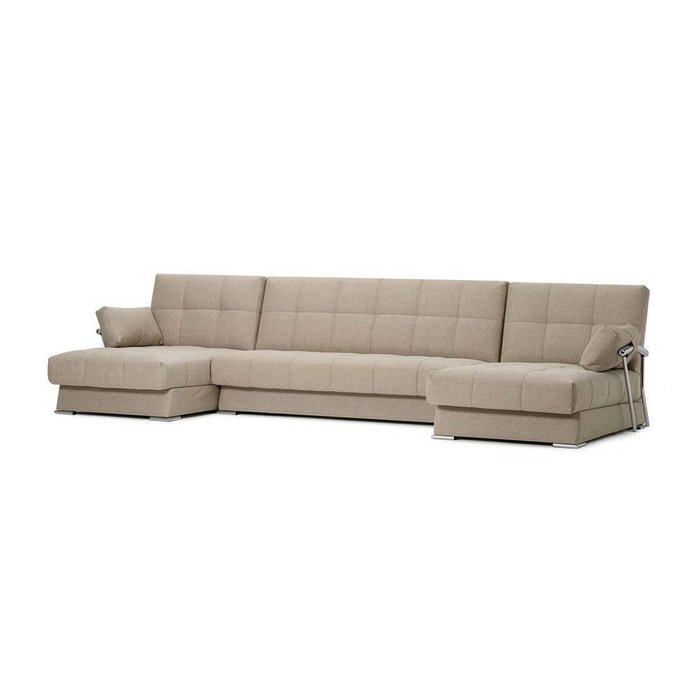 П-образный модульный диван-кровать Дудинка из рогожки бежевого цвета - купить Угловые диваны по цене 63990.0