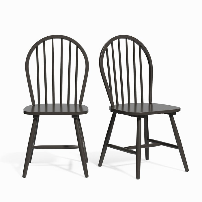 Комплект из двух стульев с решетчатой спинкой Windsor черного цвета