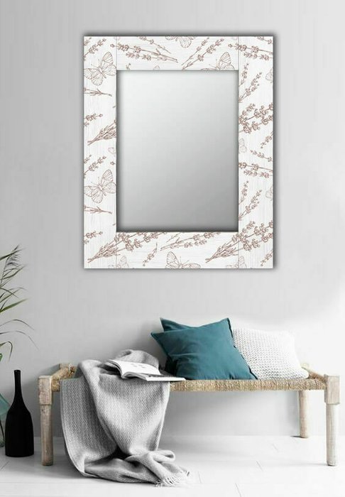 Настенное зеркало Бабочки 50х65 белого цвета - лучшие Настенные зеркала в INMYROOM