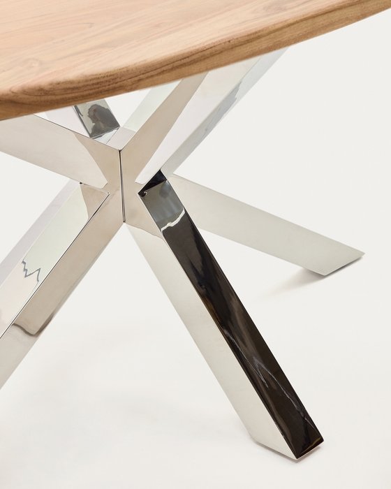 Овальный стол Arya Argo из массива акации и нержавеющей стали - лучшие Обеденные столы в INMYROOM