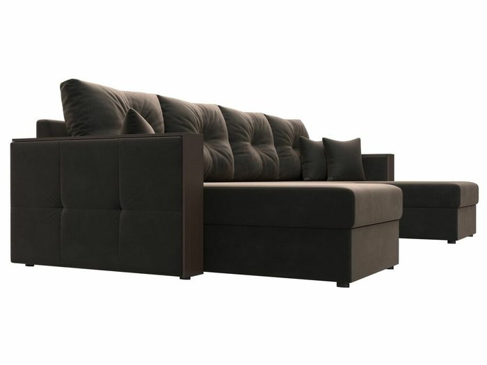 Угловой диван-кровать Валенсия П-образный коричневого цвета - лучшие Угловые диваны в INMYROOM