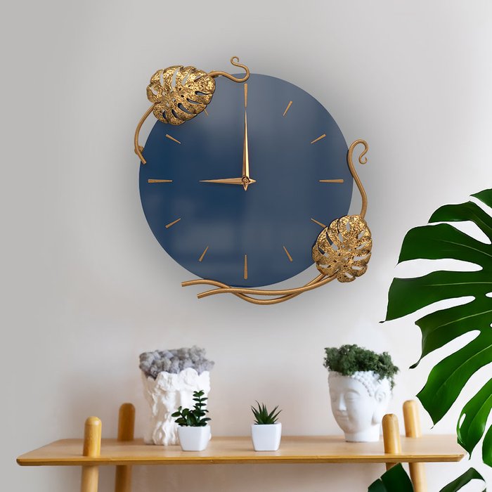 Настенные часы Monstera Deliciosa темно-синего цвета - лучшие Настенные часы в INMYROOM Настенные часы Monstera Deliciosa темно-синего цвета - лучшие Настенные часы в INMYROOM