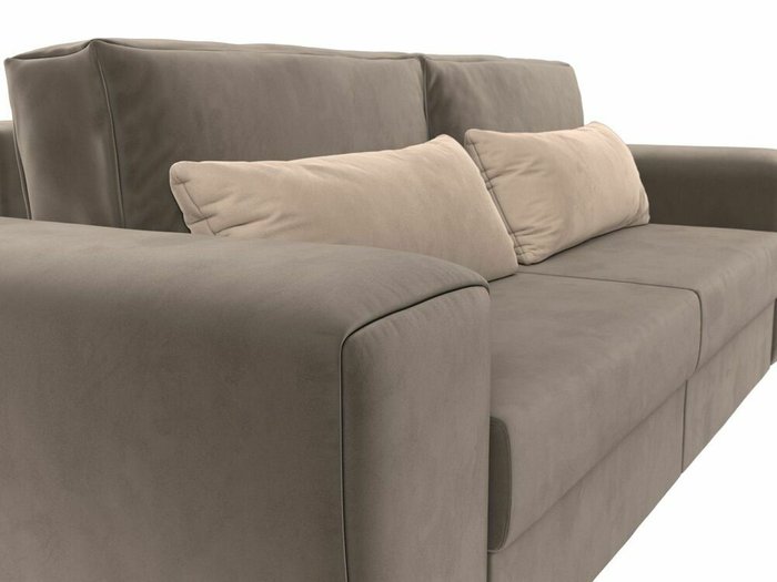 Прямой диван-кровать Лига 008 коричневого цвета с бежевыми подушками - лучшие Прямые диваны в INMYROOM