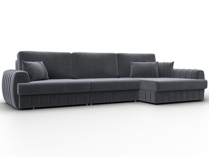 Угловой диван кровать Лига-057 L Лонг темно-серого цвета правый