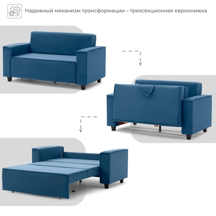 Диван-кровать Lans синего цвета - лучшие Прямые диваны в INMYROOM