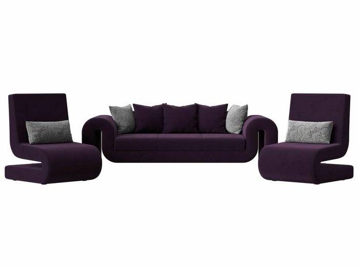 Набор мягкой мебели Волна 1 темно-фиолетового цвета - купить Комплекты мягкой мебели по цене 88998.0