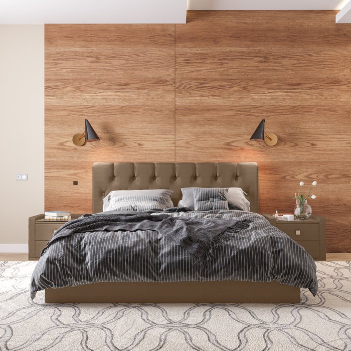 Кровать Инуа 160х200 коричневого цвета с подъемным механизмом - купить Кровати для спальни по цене 46515.0