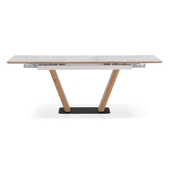Раздвижной обеденный стол Конор бело-коричневого цвета  - лучшие Обеденные столы в INMYROOM