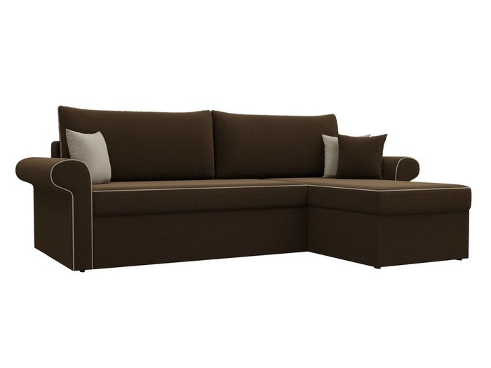 Угловой диван-кровать Милфорд темно-коричневого цвета правый угол