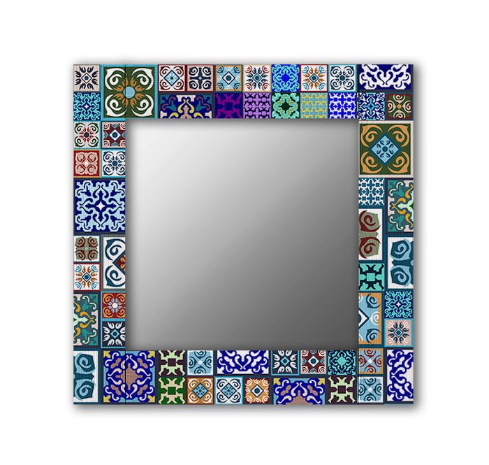 Настенное зеркало Восточная плитка 50х65 голубого цвета - купить Настенные зеркала по цене 13190.0
