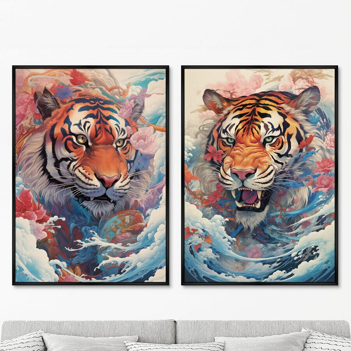 Набор из двух репродукций картин Soaring Tigers, 2024г. - купить Картины по цене 49998.0
