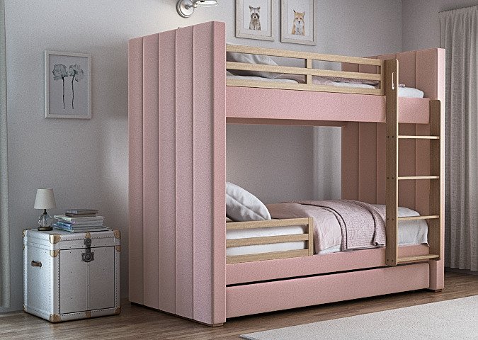 Двухъярусная кровать Cosy 90х200 розового цвета - лучшие Двухъярусные кроватки в INMYROOM Двухъярусная кровать Cosy 90х200 розового цвета - лучшие Двухъярусные кроватки в INMYROOM