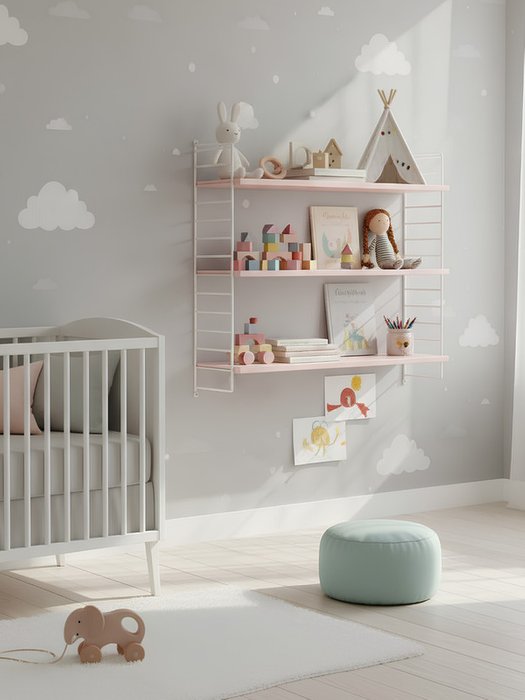 Настенная полка 60х50х30 розового цвета - лучшие Полки в INMYROOM Настенная полка 60х50х30 розового цвета - лучшие Полки в INMYROOM