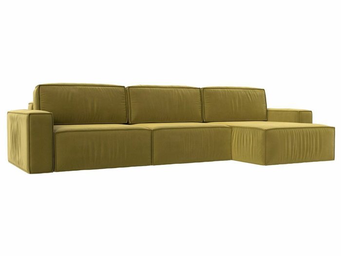 Угловой диван-кровать Прага Классик лонг желтого цвета правый угол
