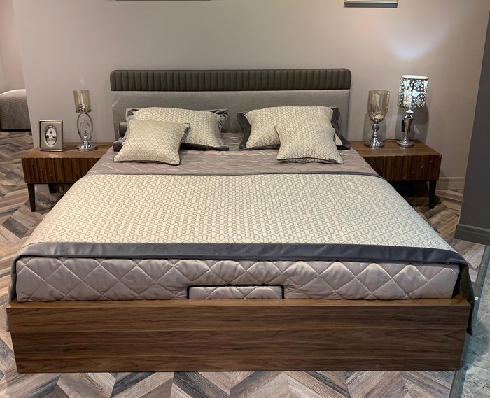 Кровать Menorca 160х200 бежево-коричневого с подъемным механизмом - лучшие Кровати для спальни в INMYROOM