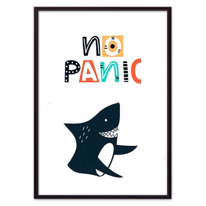 Постер в рамке Акула "No panic" 21х30 см