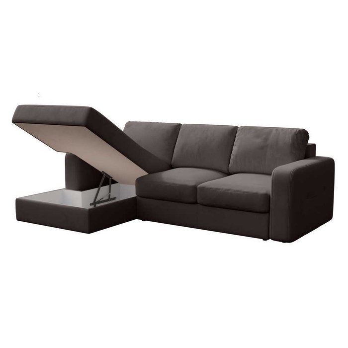 Угловой диван-кровать с оттоманкой Саламанка коричневого цвета - лучшие Угловые диваны в INMYROOM