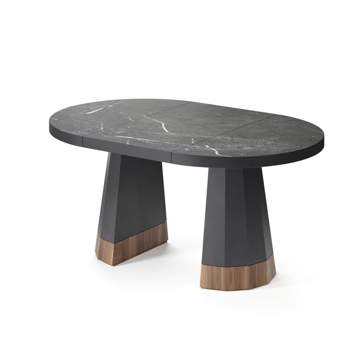 Обеденный стол раздвижной Хатиса L черно-коричневого цвета - купить Обеденные столы по цене 198426.0