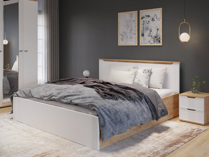 Кровать с подъемным механизмом Эмилия 180х200 белого цвета - купить Кровати для спальни по цене 50278.0