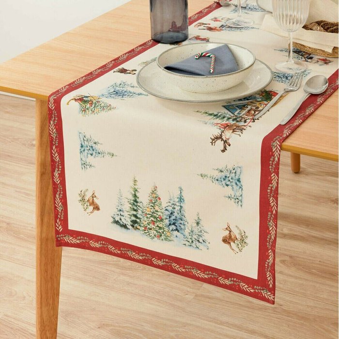 Настольная дорожка Christmas Landscape Разноцветный 45 x 140 см - лучшие Дорожки в INMYROOM