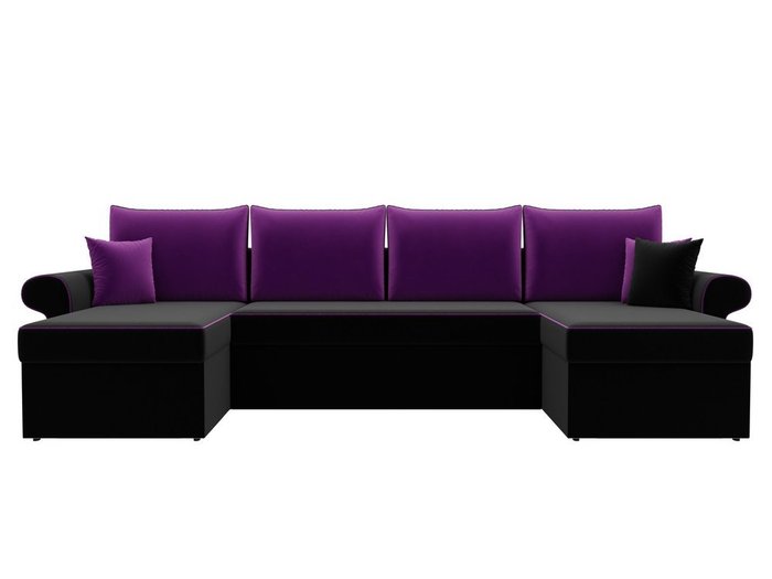 Угловой диван-кровать Милфорд фиолетово-черного цвета