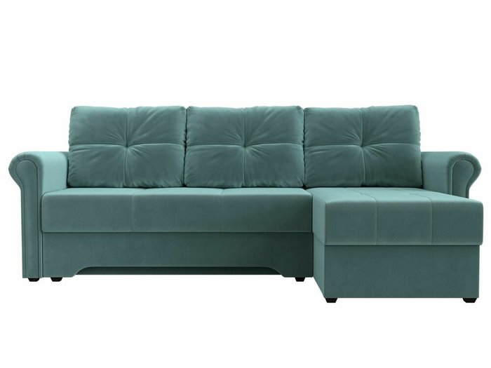 Угловой диван-кровать Леон бирюзового цвета правый угол - купить Угловые диваны по цене 42999.0