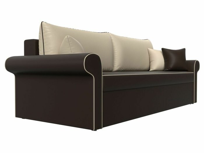 Прямой диван-кровать Милфорд бежево-коричневого цвета (экокожа) - лучшие Прямые диваны в INMYROOM