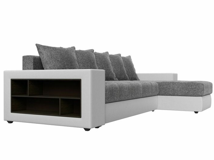 Угловой диван-кровать Дубай серо-белого цвета (ткань/экокожа)  правый угол - лучшие Угловые диваны в INMYROOM