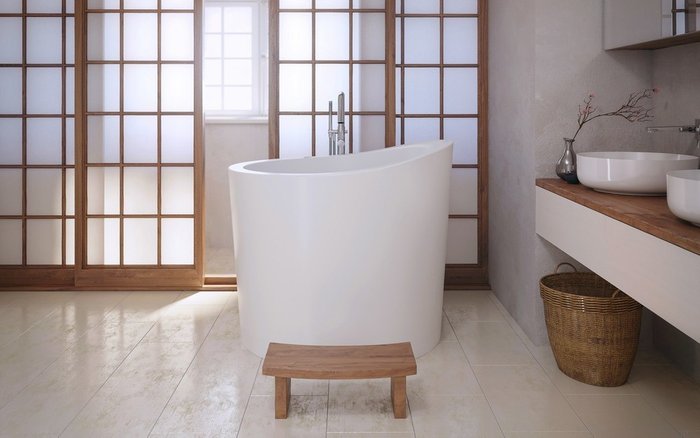 Каменная Ванна True Ofuro Mini Tranquility с Подогревом Воды в Японском Стиле 