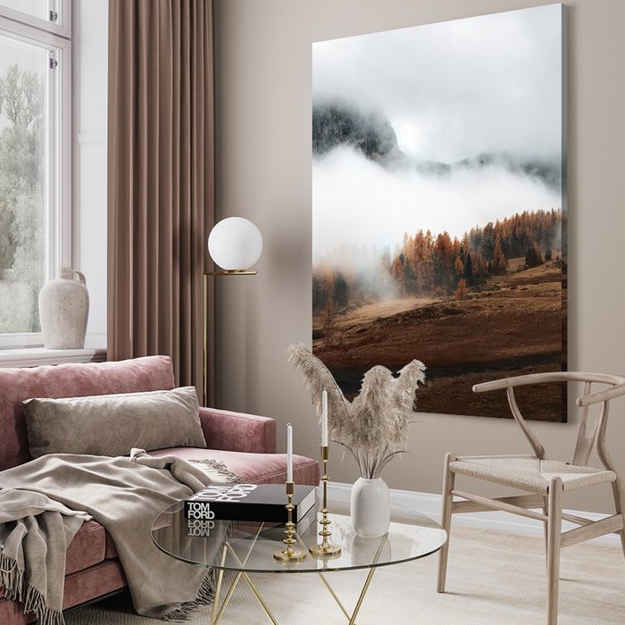 Картина на холсте Осенний лес в дымке 50х70 см - купить Картины по цене 5990.0