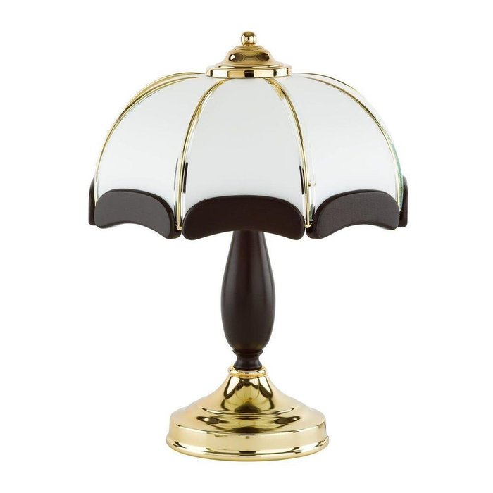 Настольная лампа Sikorka Venge с бело-черным абажуром