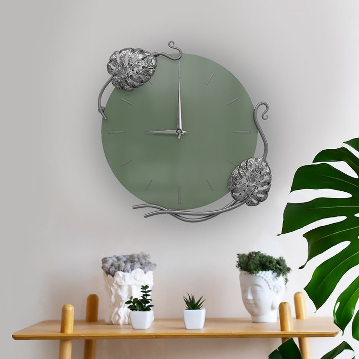 Настенные часы Monstera Deliciosa зеленого цвета - лучшие Настенные часы в INMYROOM Настенные часы Monstera Deliciosa зеленого цвета - лучшие Настенные часы в INMYROOM