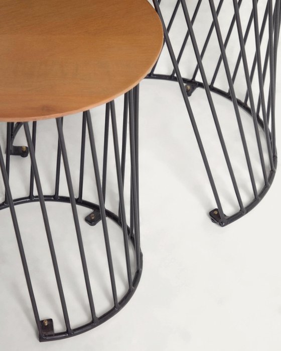 Комплект из двух кофейных столов Leska с деревянными столешницами - купить Журнальные столики по цене 46990.0