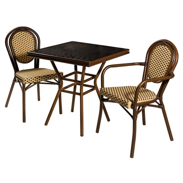 Стол Патонг Glass Rattan коричневого цвета - купить Садовые столы по цене 14960.0 Стол Патонг Glass Rattan коричневого цвета - купить Садовые столы по цене 14960.0