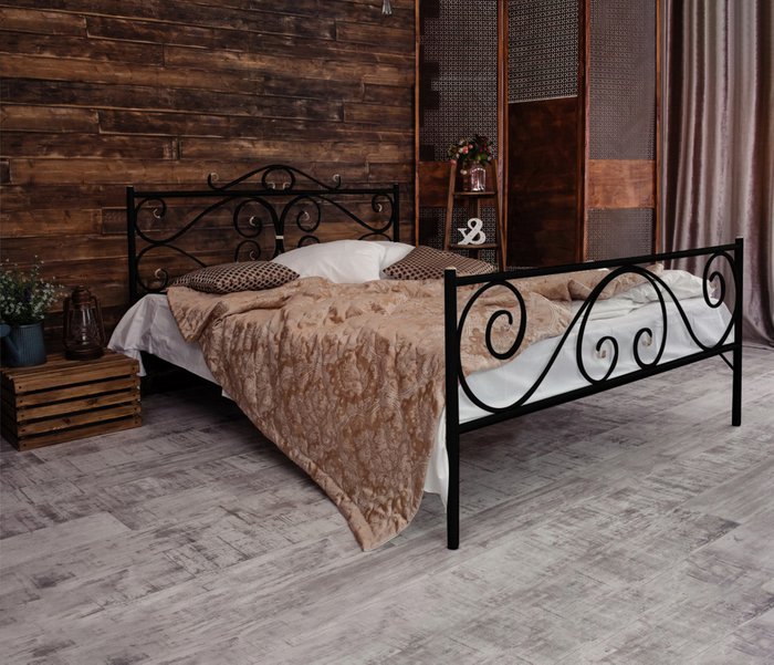 Кованая кровать Валенсия 160х200 черного цвета - лучшие Кровати для спальни в INMYROOM