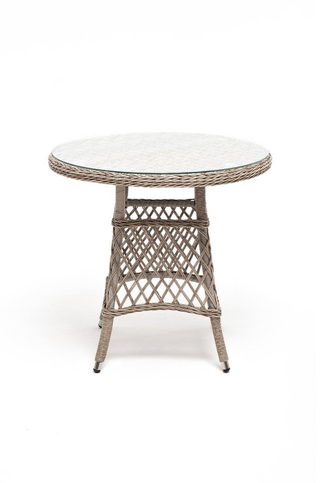 Плетенный стол Эспрессо D80 бежевого цвета - купить Садовые столы по цене 33700.0