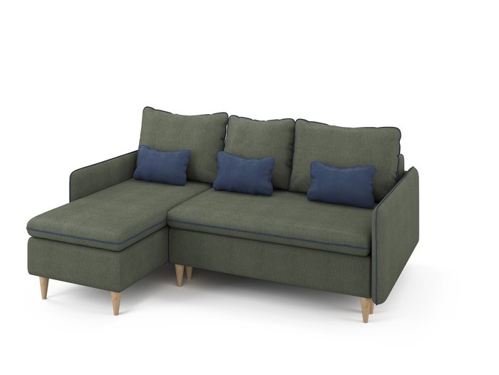 Угловой раскладной диван Ron левый темно-зеленого цвета - лучшие Угловые диваны в INMYROOM