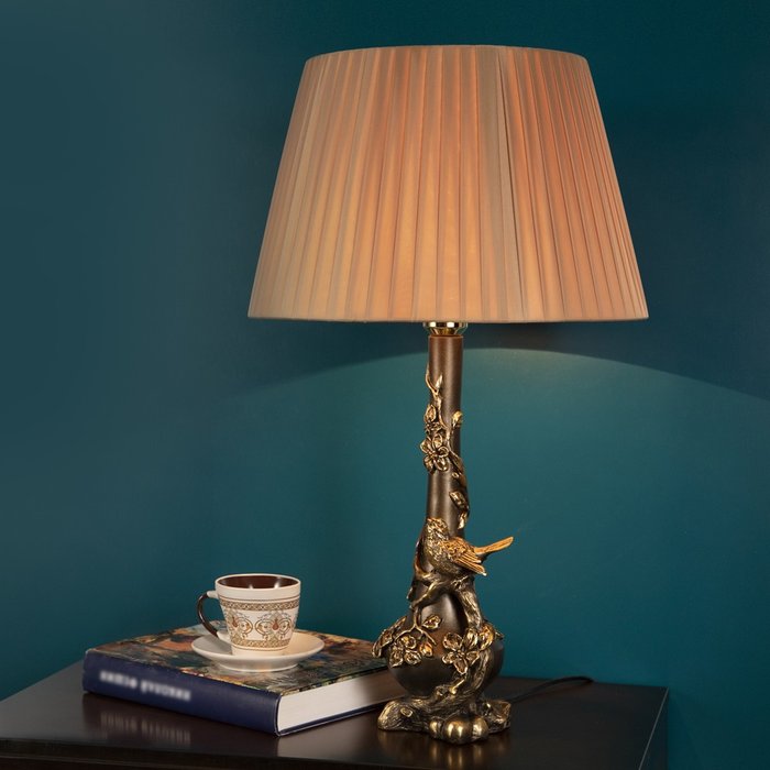 Настольная лампа Терра Шебби с коричневым абажуром - лучшие Настольные лампы в INMYROOM