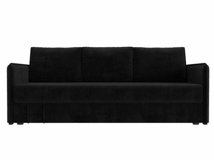 Прямой диван-кровать Слим черного цвета с пружинным блоком - купить Прямые диваны по цене 48999.0