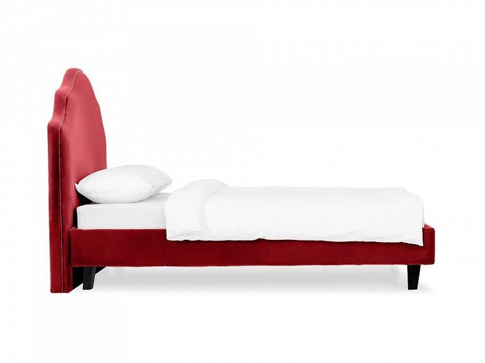 Кровать Queen II Victoria L 160х200 красного цвета с черными ножками  - лучшие Кровати для спальни в INMYROOM