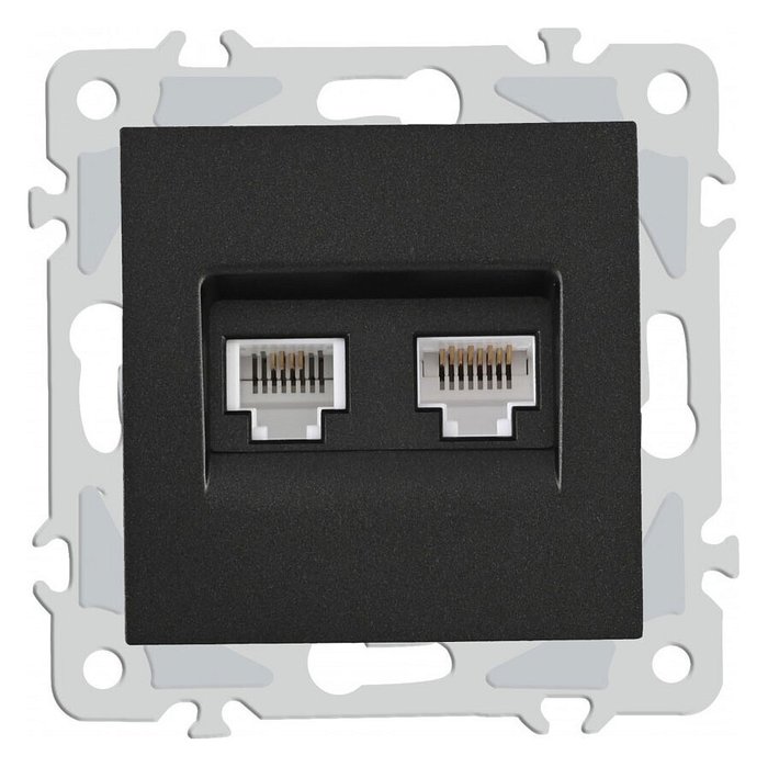 Розетка двойная RJ-11 и Ethernet RJ-45, без рамки 206.44-1.black - купить Розетки по цене 565.0