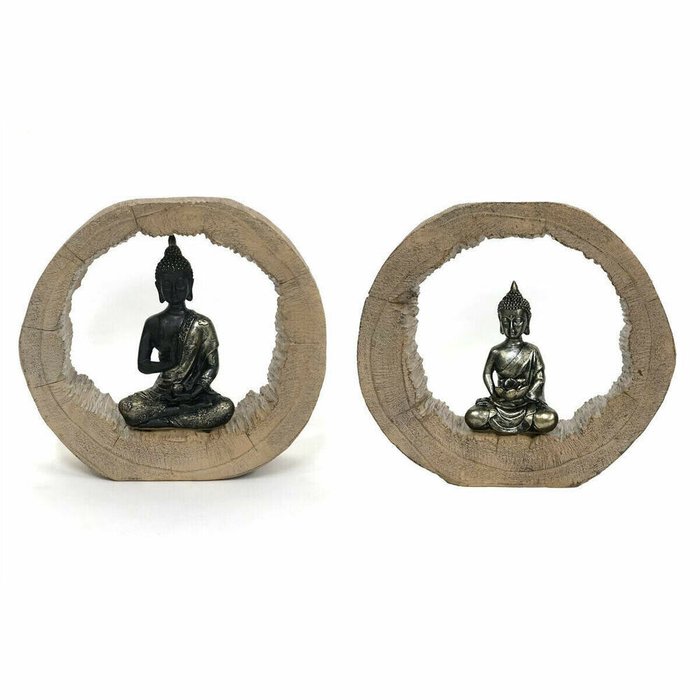 Декоративная фигура DKD Home Decor Чёрный Натуральный Будда 20,5 x 6 x 18,5 cm (2 штук)